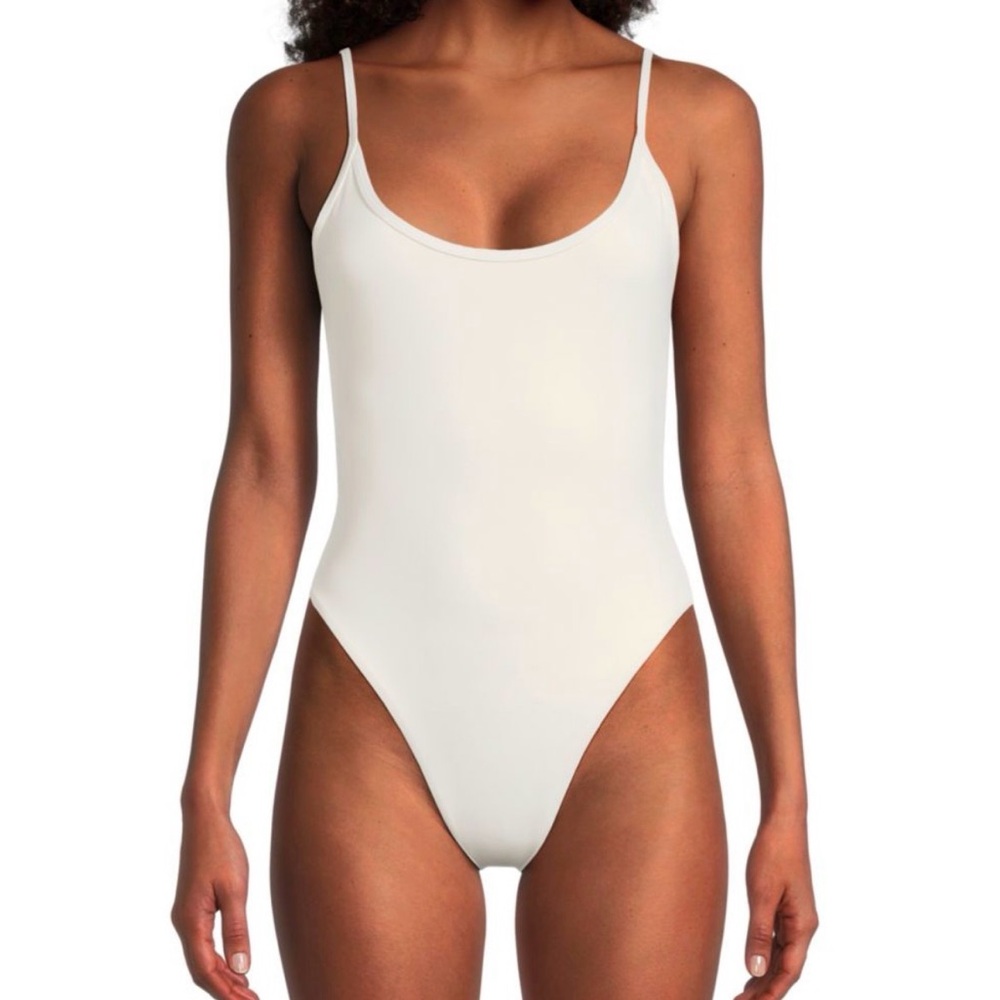 WeWoreWhat Elegant Scoop Cami One-Piece Swimsuit in Off White- SOLD OUT ONLINE
